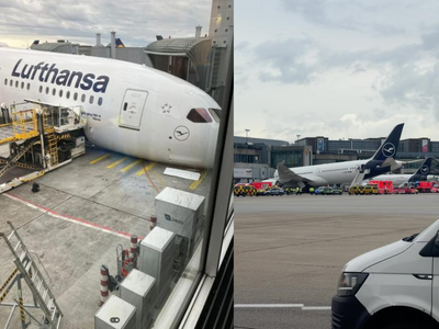 Lufthansa Boeing 787-9 Dreamliner sinks onto its belly at Frankfurt Airport; Several injured