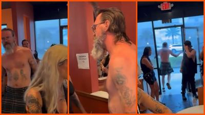 Shirtless man issues a slur-filled threat at Florida Taco Bell. As he storms out, his words become a reality