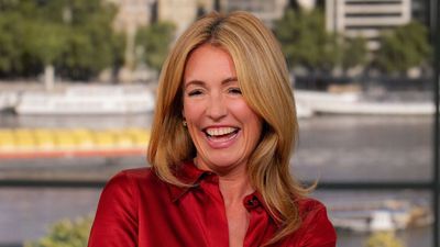 Cat Deeley’s silk shirt and slim-fit jeans create the chicest of smart casual outfit ideas that will work in warm but wet weather this summer