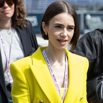 Lily Collins's Funky Color Combination Could Distract Every Driver at the Formula 1 Monaco Grand Prix
