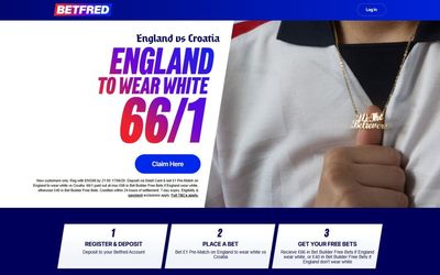 Betfred World Cup offer: 66/1 for England to wear white vs Croatia