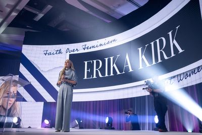 Crowd reacts after heckler says Erika Kirk ‘protects pedophiles’ during TPUSA speech