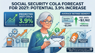 Social Security checks could increase in 2027 as new COLA forecast rises to 3.9% - here's how much retirees are expected to get next year