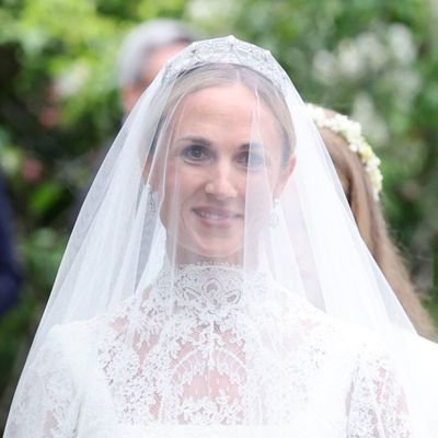Harriet Sperling Is the Epitome of a Royal Bride in a White Lace Emilia Wickstead Gown and a Sparkling Tiara at Her Royal Wedding to Peter Phillips
