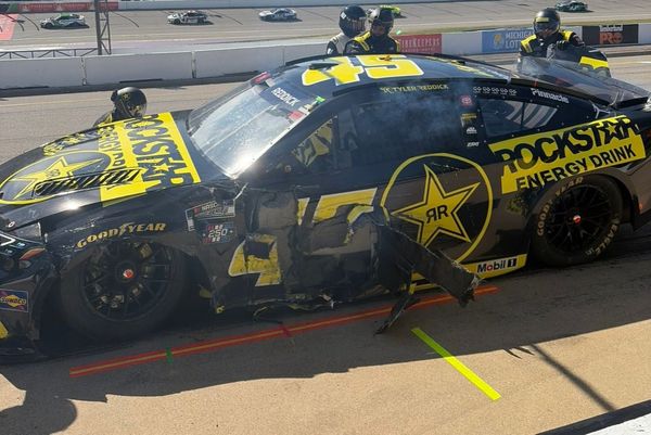 Points leader Tyler Reddick crashes out in wild restart pileup at Michigan