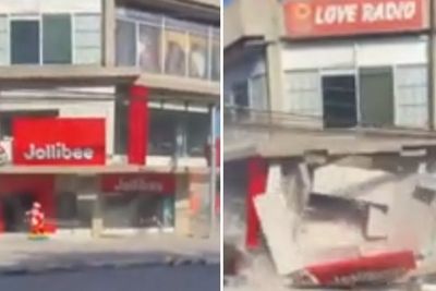 Watch: Fast food restaurant collapses as 7.8 earthquake hits Philippines