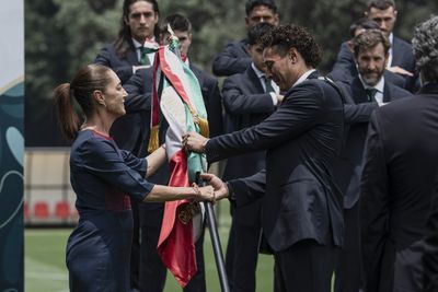 President Sheinbaum Hands National Flag to Memo Ochoa and Mexico is Officially World Cup-ready