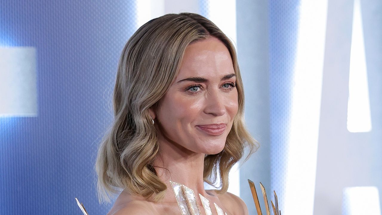 Emily Blunt's Slatted Disclosure Day Red Carpet Dress…