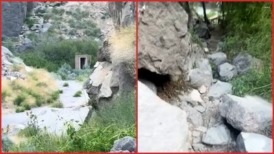 California woman spots a mystery door built into the side of a mountain. Then she crossed a river and climbed over rocks to get to it