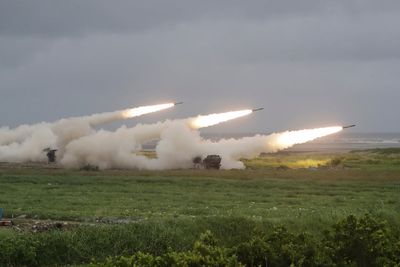 Taiwan fires rockets in China's direction from a U.S.-supplied mobile launching system in drill