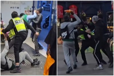 Shocking moment 'shoplifting gang' attack staff at north London supermarket