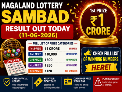 Nagaland Lottery Sambad result out today (11-06-2026); check Rs 1 crore prize winning number and full list here