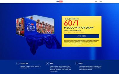 60/1 Mexico to win or draw vs South Africa with the Sky Bet World Cup offer