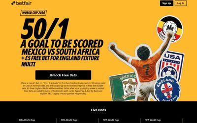 Betfair World Cup offer: Get 50/1 on a goal in Mexico vs South Africa