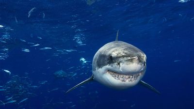 Divers capture first-ever video images of a great white shark in the Mediterranean as Jaws takes a trip to European waters!
