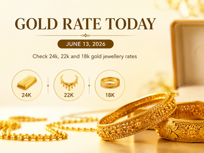 Gold rate today (June 13, 2026): Check 24k, 22k and 18k gold jewellery rates from IBJA, Malabar Gold and Diamonds, Joyalukkas & Tanishq in Delhi, Mumbai and other cities
