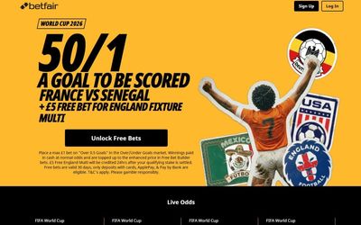 Get 50/1 on a goal in France vs Senegal & £5 England free bet with Betfair