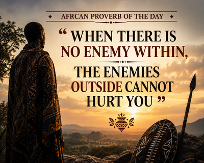 African proverb of the day: “When there is no enemy within, the enemies outside...” — a powerful life lesson on inner strength, self-confidence, resilience, personal growth, success, wisdom, and overcoming life’s toughest challenges