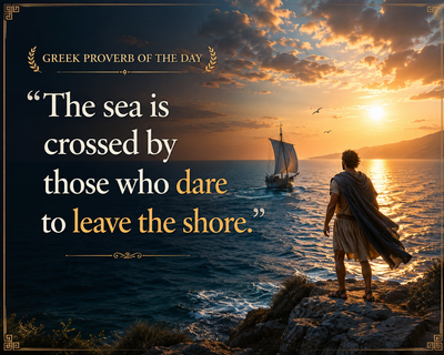 Greek Proverb of the Day: “The sea is crossed by those who...” Discover a timeless wisdom lesson on courage, personal growth, success, resilience, and taking bold steps toward extraordinary opportunities and achievement