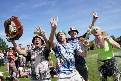 Hundreds flock to Kent village to watch chaotic World Custard Pie Championships