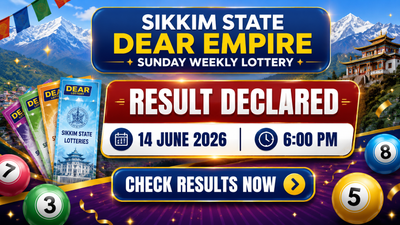 Sikkim State Dear Empire Sunday Weekly Lottery result declared at 6 PM (14-06-2026): Check winning numbers and prize details