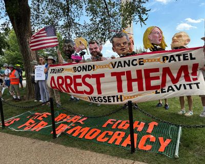 ‘Reeks of corruption’: protesters rally as Trump hosts UFC event on his birthday