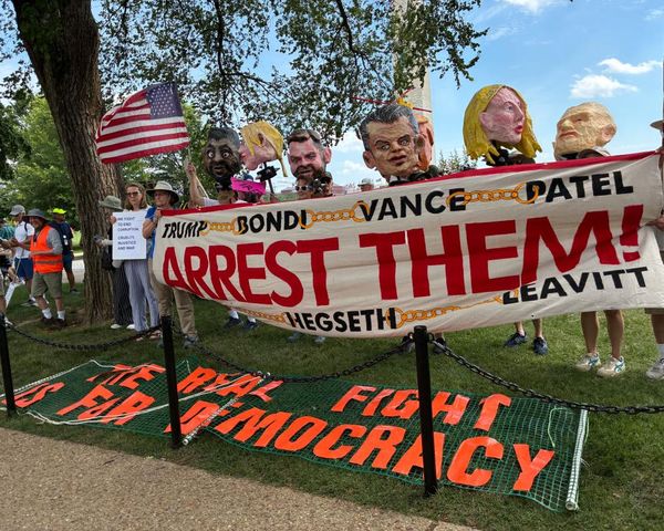 ‘Reeks of corruption’: protesters rally as Trump hosts UFC event on his birthday