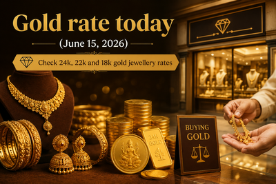 Gold rate today (June 15, 2026): Check 24k, 22k and 18k gold jewellery rates from IBJA, Malabar Gold and Diamonds, Joyalukkas & Tanishq in Delhi, Mumbai, Hyderabad & other cities