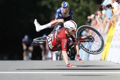 Crashing over the finish line, Liam Slock delivers an unforgettable first professional victory at GP Gippingen