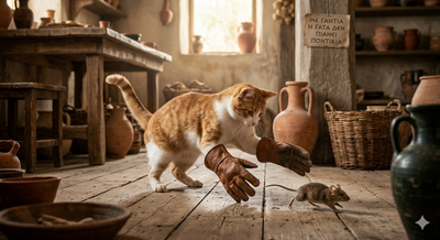 Greek proverb of the day: 'A cat with gloves never catches...' - motivational life lessons on taking action, courage, determination, effort, overcoming hesitation and how to turn goals into reality