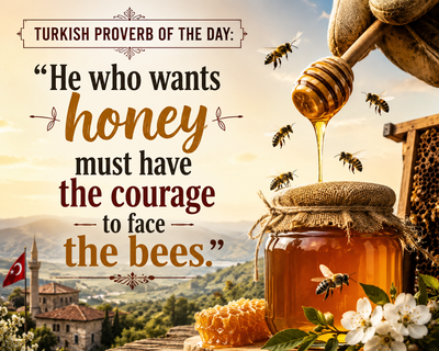Turkish Proverb of the Day: “He who wants honey must have the courage to face the...” Life lessons from a timeless saying of the Ottoman Empire on why every great reward demands the courage to face risk, hardship, and uncertainty