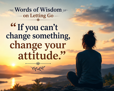 Words of Wisdom on Letting Go: “If you can't change something, change your attitude.” — The life-changing wisdom most people ignore until stress, regret, and frustration begin controlling their happiness