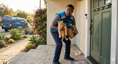 'I didn't do anything bad': California Amazon delivery driver caught taking family cat off their doorstep, loses job