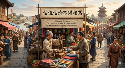 Chinese proverb of the day: 'At market prices do your trade, and mutual wrangling you'll...' - motivational life lessons on trade, ethics, honesty, integrity, cooperation, trust, business relationships and how to avoid conflict through fairness