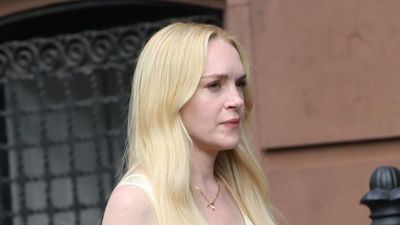 Not tan, not brown, Lindsey Lohan adds DeMellier's trending bag to her look in this season's must-have colourway