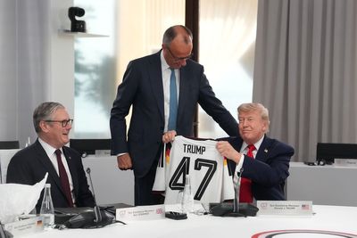 Trump is gifted a World Cup jersey with ‘47’ on the back at G7 summit