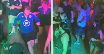 Tartan Army members teach Boston locals the Slosh during World Cup visit