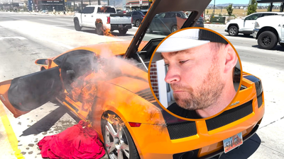 ‘I’m trying not to cry right now’: Utah YouTuber horrified as prize Lambo suddenly bursts into flames on road, ‘it’s gone’