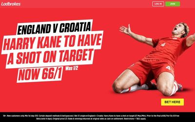 England betting offer: 66/1 on Harry Kane to have a shot on target vs Croatia with Ladbrokes