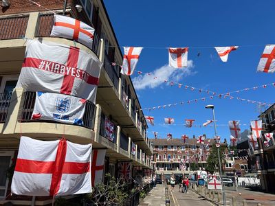 Come on England! London's most patriotic estate issues rallying cry as Three Lions kick off their World Cup
