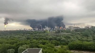 Ukrainian drones strike Moscow’s oil refinery again; flames, thick plumes of smoke seen