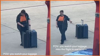 Woman settles into her plane seat. Then allegedly spots a worker abandoning her suitcases at the gate