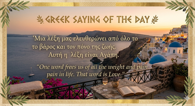 Greek Saying of the Day: “One word frees us of all the weight and pain in life. That word is Love.” How a simple word can help carry life's heaviest burdens