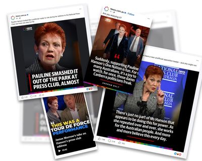 A joy to watch? Pauline Hanson gets a warm welcome in some parts of the media