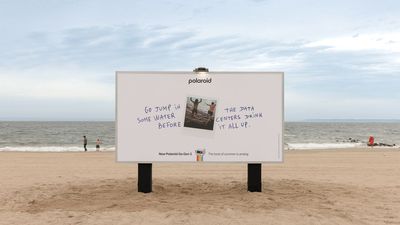 "The simple act of existing is already an act of rebellion." Polaroid just built a massive billboard on a beach in a rebellious anti-AI stunt