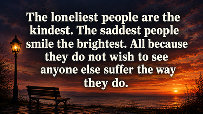 Chinese proverb of the day: “The loneliest people are the kindest. The saddest people smile the brightest. All because they do not…”