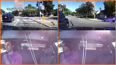 ‘Glad you had a dashcam’: California driver’s footage shows a cyclist randomly blaming and taunting him after another car hit him