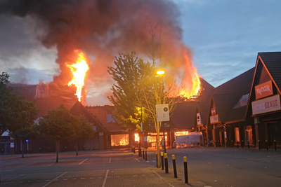 Thurmaston shopping centre fire: Roof collapses in huge blaze in Leicestershire