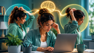 Psychology says women who keep tying and untying their hair unconsciously while working are often trying to regulate their brains