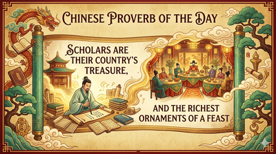 Chinese proverb of the day: 'Scholars are their country's treasure, and the richest ornaments of a...' - inspiring life lessons on knowledge, leadership, national prosperity and why education builds strong societies
